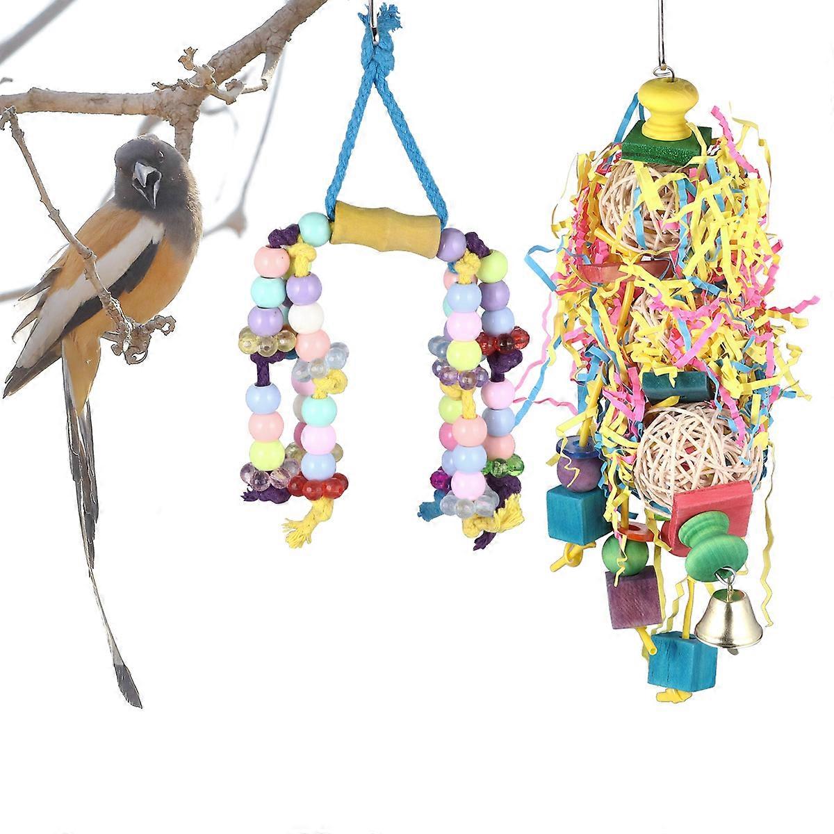 Small Parrot Toys Drawing Bite Design Parrot Foraging Toys Random Exercise Developing Skills 2Set