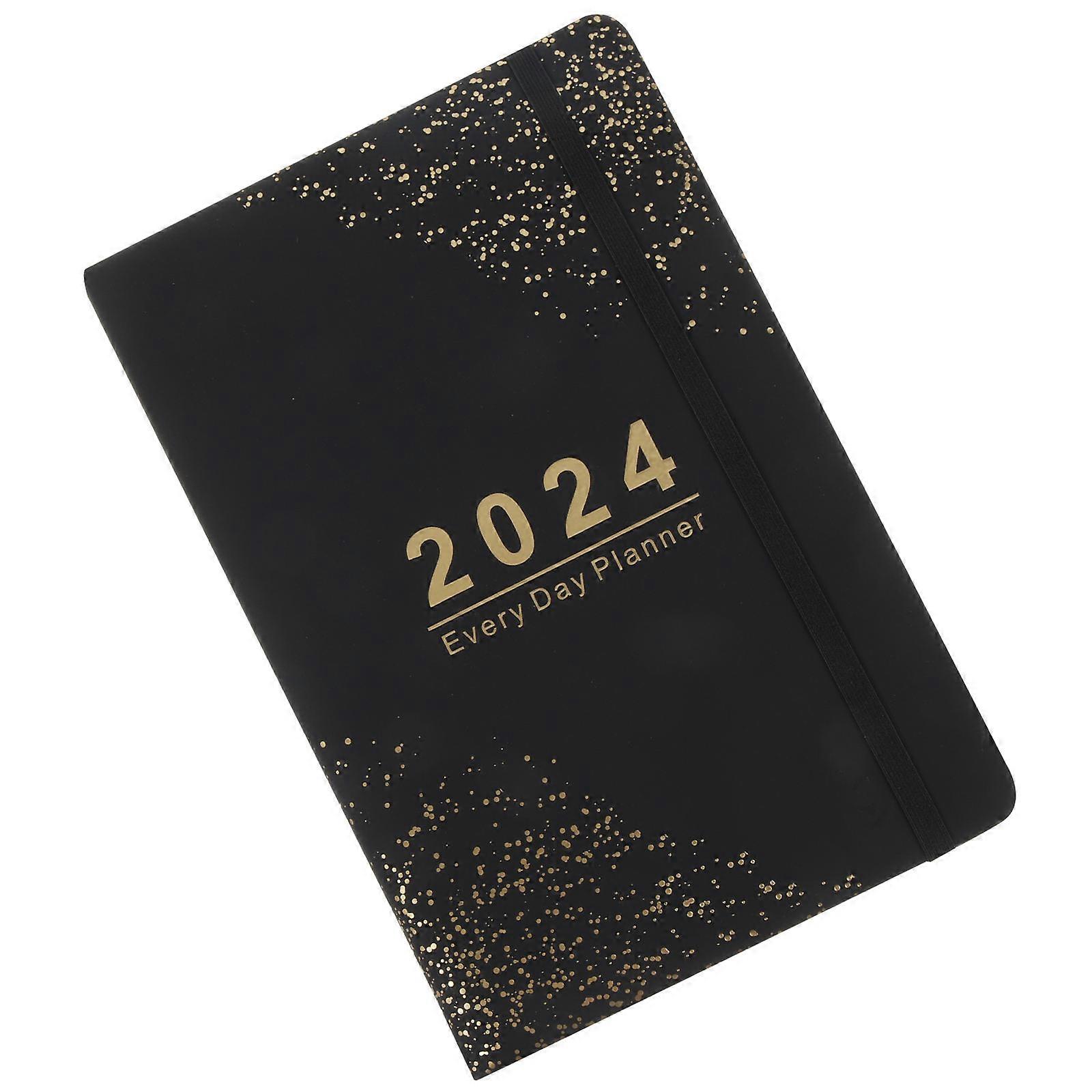 Stylish English Agenda Notepad 2024 Journal Notebook Planner Rectangular 21.2X14.5X2CM For Travelers And Students 1Set