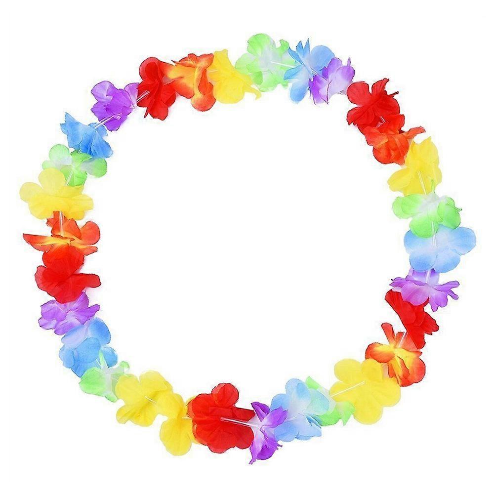 Collier de fleurs hawaïennes pour décoration, 5 pièces, guirlande de leis hawaïens colorés