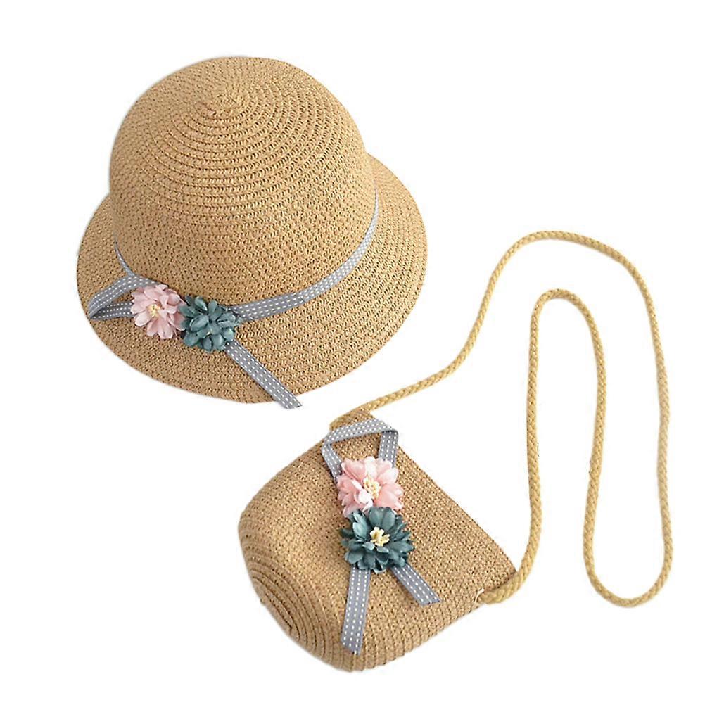 Charming Princess Style Beach Hat With Adjustable Headband And Matching Crossbody Bag For Little Girls Size 55x14x5cm 1 Set