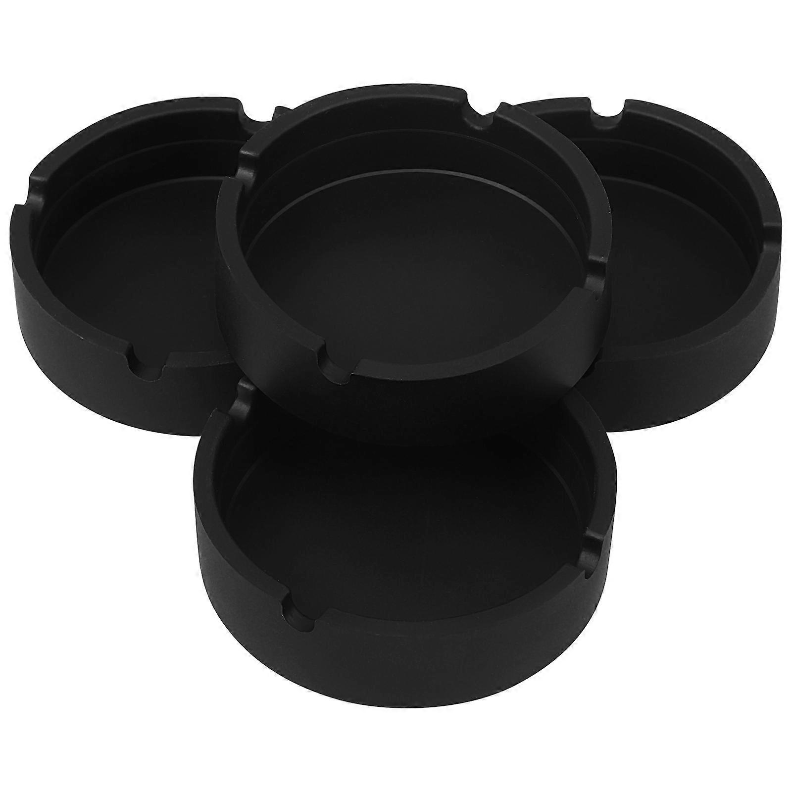 Black Silicone Ashtray Round Shape for Indoor Smoking 12Pcs Set