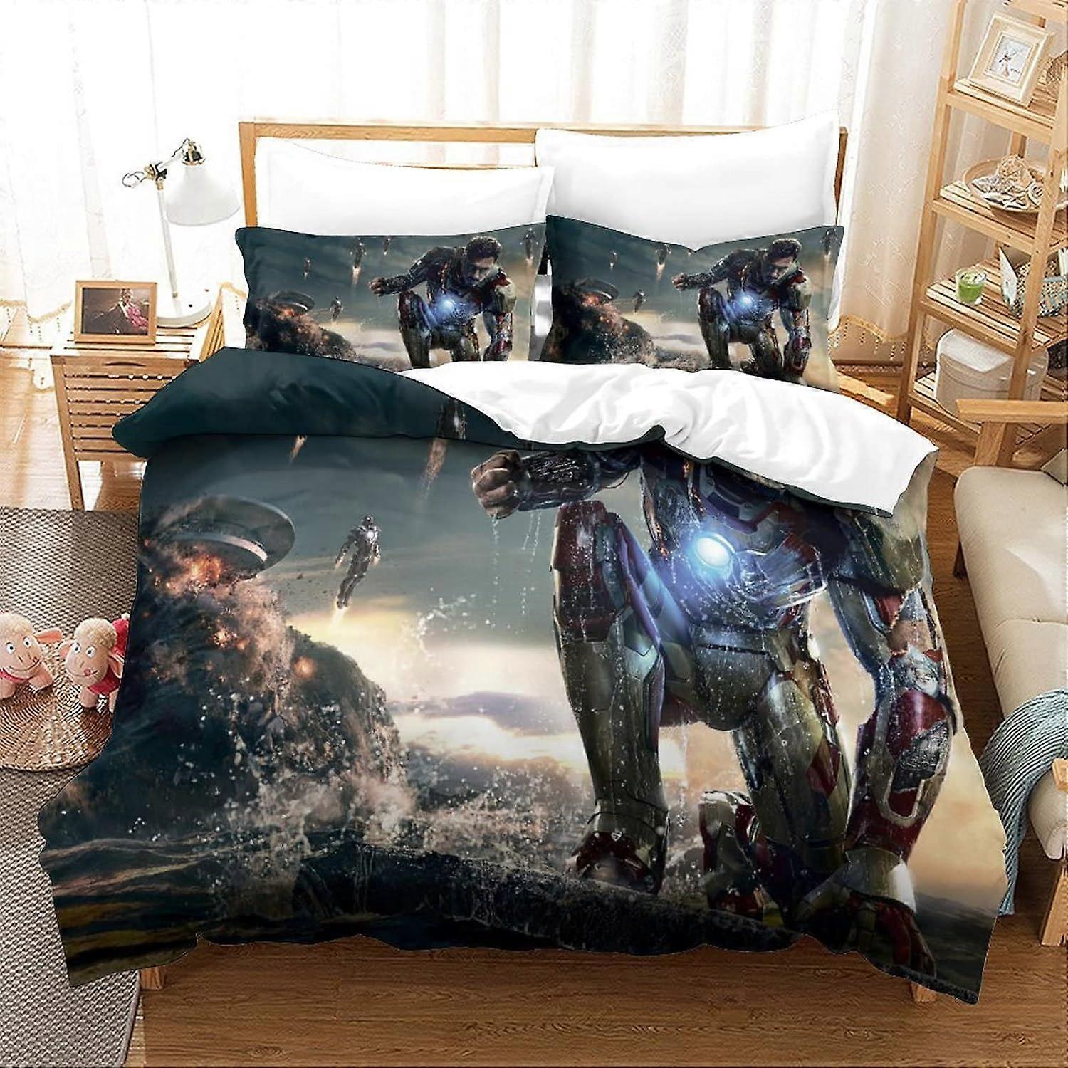 xzz615 Iron Man Duvet Cover Set Bedding Set Duvet Cover Movie Poster Single 140X200CM