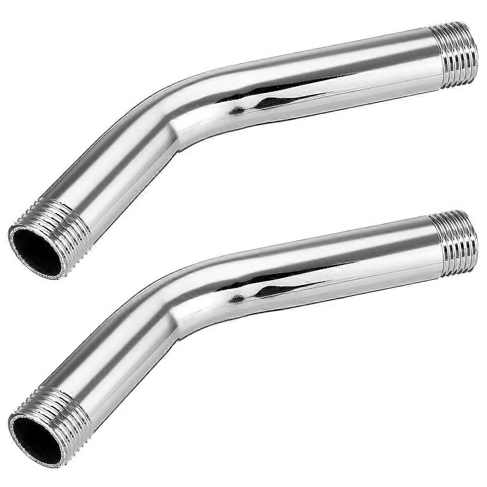 2pcs G1/2 Inch 15cm Wall Mounted Stainless Steel Shower Head Extension Angled Shower Arm Extra Pipe