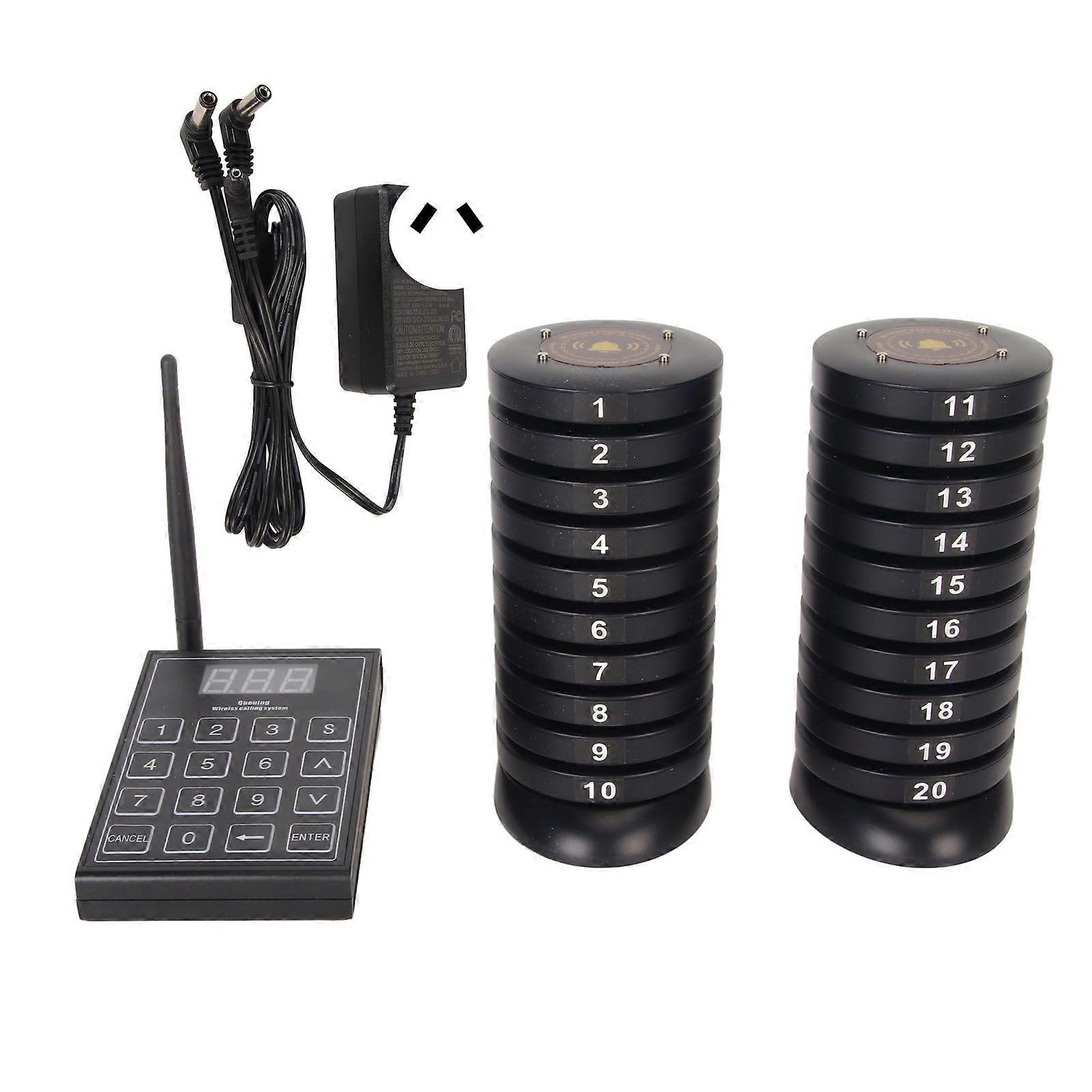 Wireless Guest Paging Queuing System Long Range Paging System with Transmitter and 20 Pagers for Restaurant Hospital Hotel AU Plug