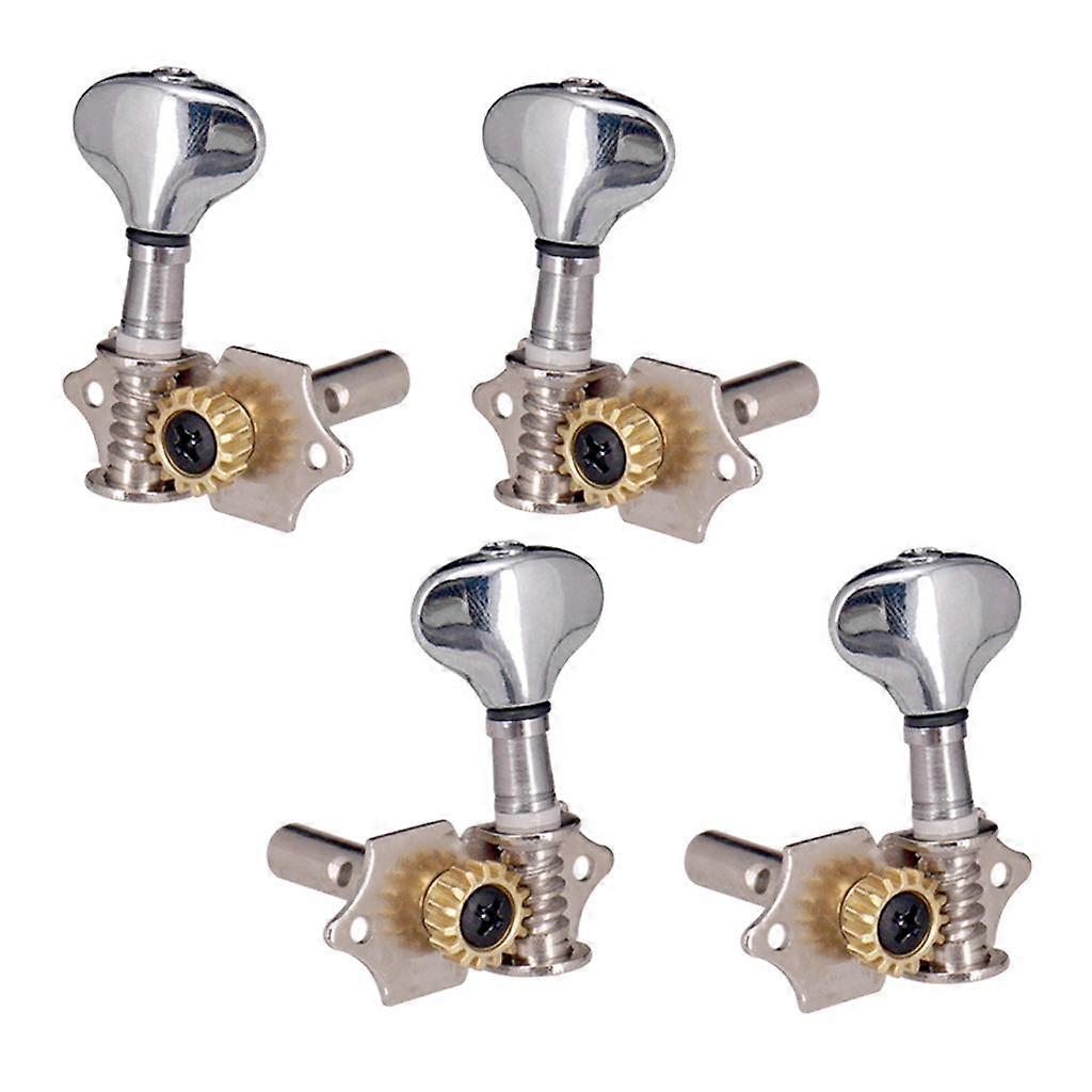 4 Pieces 2R 2L Ukulele String Guitar Tuning Pegs Tuners Machine Heads Silver