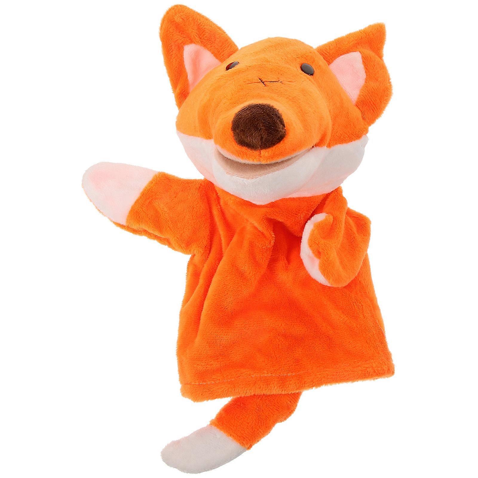 Fox Hand Puppet Toy In Orange Plush For Kids Toys Indoor Play 26X22X12CM 1Pack