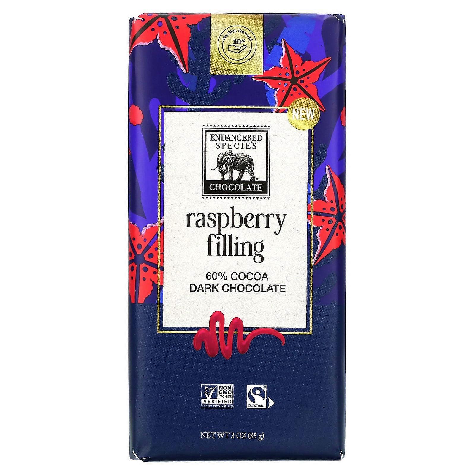 Dark Chocolate Bar, Raspberry Filly, 60% Cocoa, 3 oz (85 g)