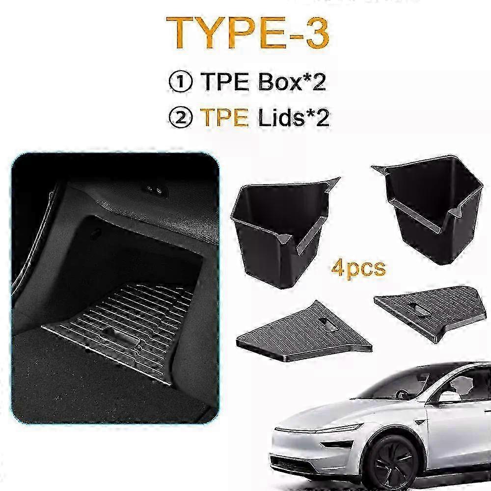 TESMAYX Car Trunk Side Left Right Tidying Packet Storage Box For Tesla Model Y Juniper 2025 Flocking TPE Mat Cover Organizer 2025
