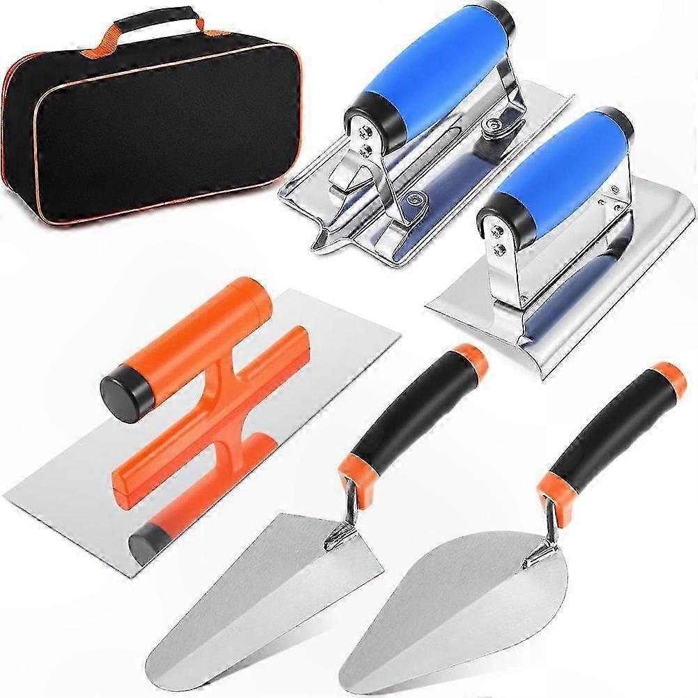 6-Piece Masonry Hand Tool Set for Concrete Edging, Grooving, Finishing, and Pointing Work