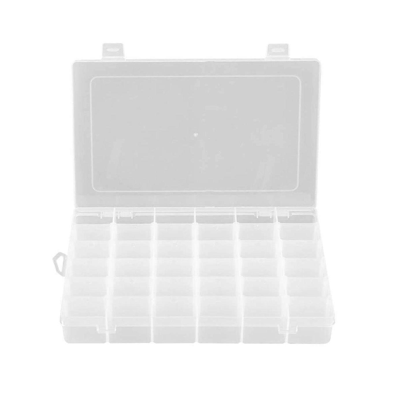 36-Compartment Crafts Box, Clear Adjustable Jewelry Bead Organizer Box Storage Container Case