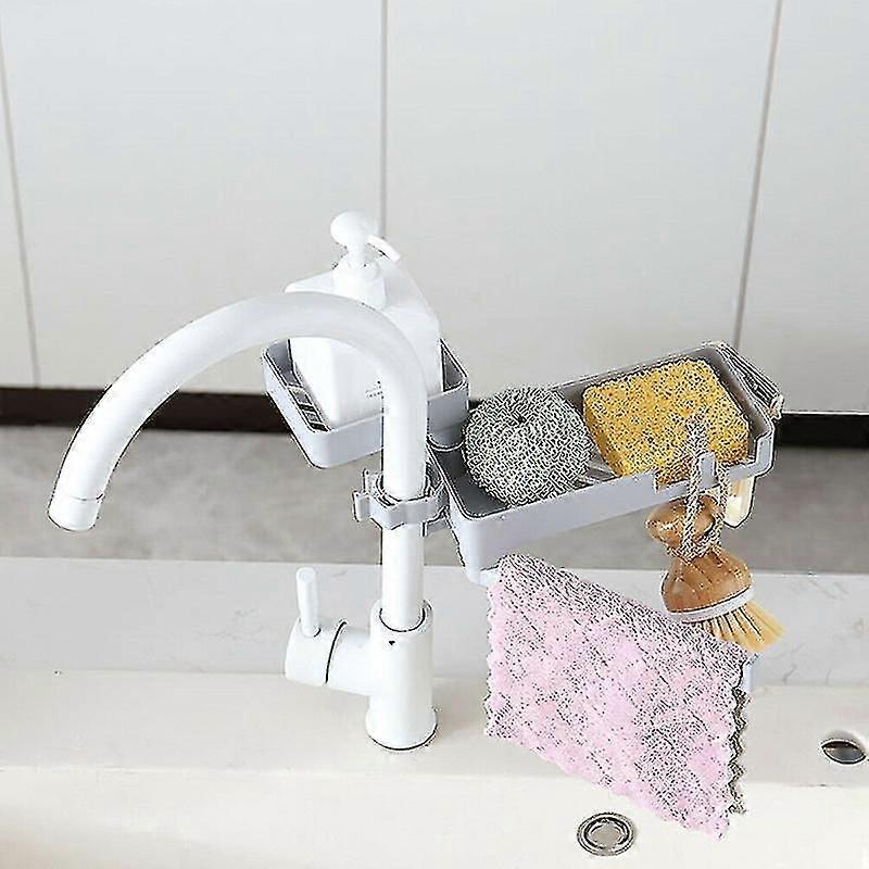 Double Layer Rotatable Rag Sponge Basket Faucet Drain Rack Organizer Durable