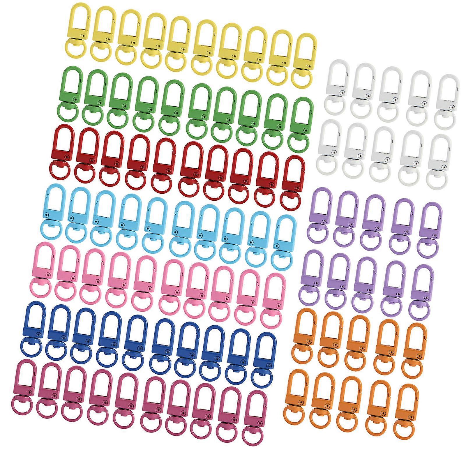 100pcs Colorful Carabiner Clasp Key Chain Lobster Clasps Rotating Keychain Hooks Metal Snap Hook Crafting Essential Multicolor