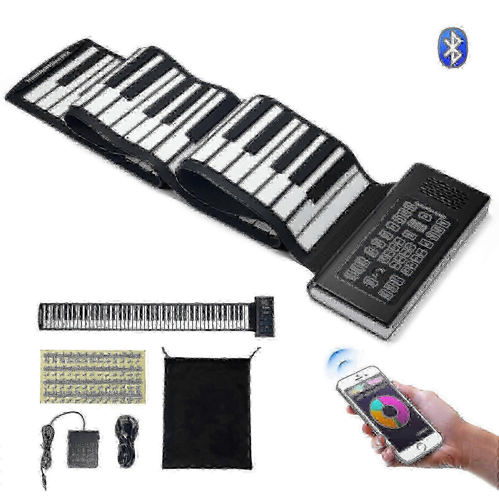 Portable Electric Keyboard Piano with 88 Keys 128 Rhythms Rechargeable Battery 2W Speaker and LED Display