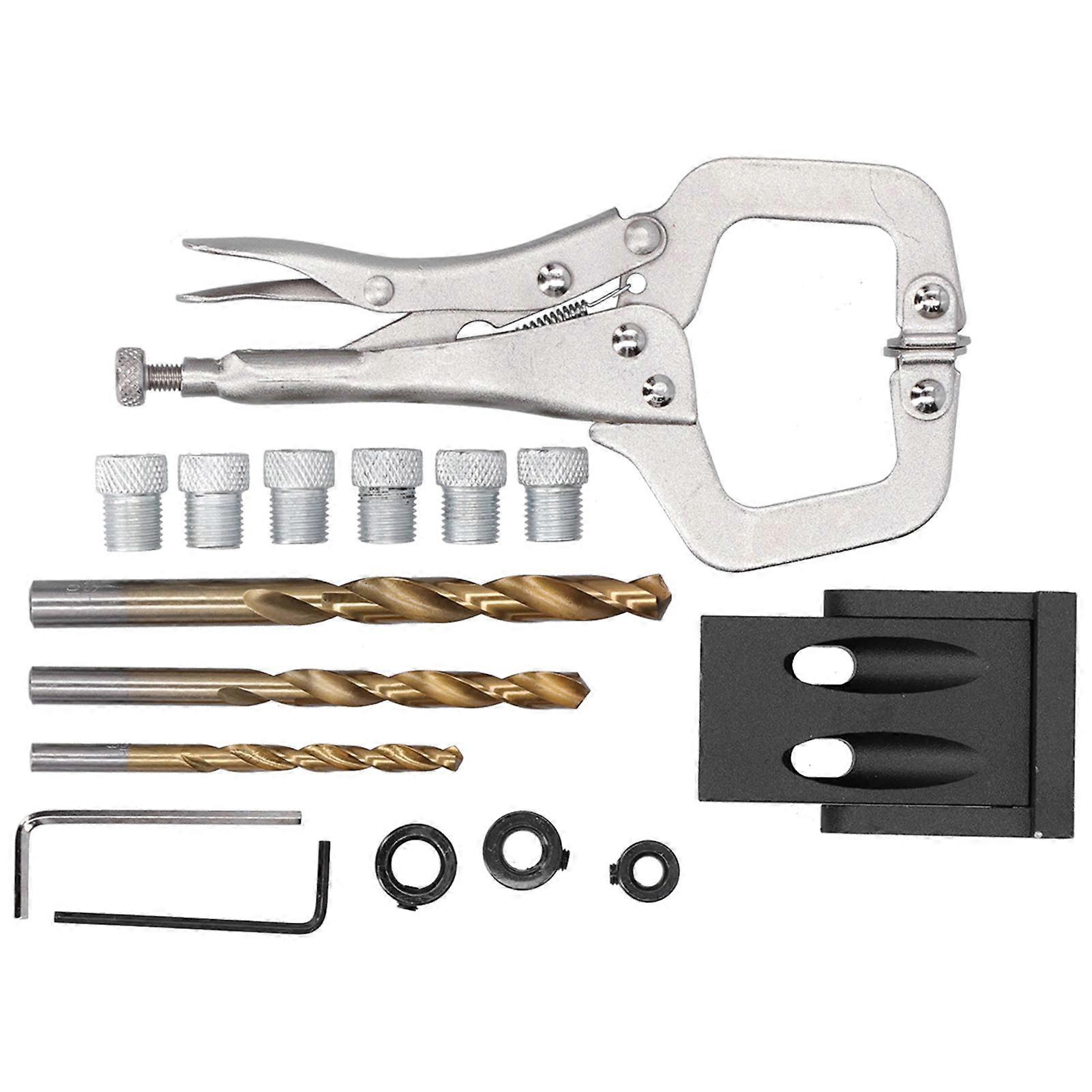 Electric drill punch for DIY brand with 15° angle guide and 16 titanium-plated bits for precise hole locating