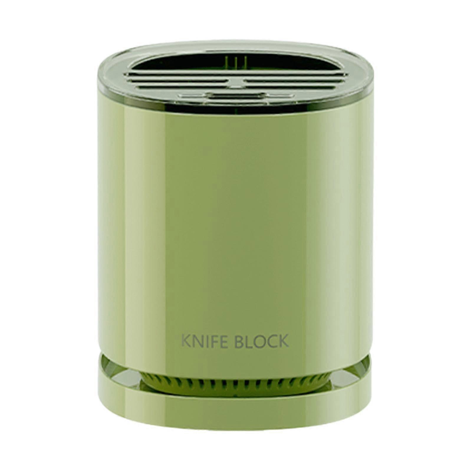 Kitchen Knife Holder 360 Rotating Utensil Caddy With Draining Tray Green Holds Scissors Chopsticks Spoons