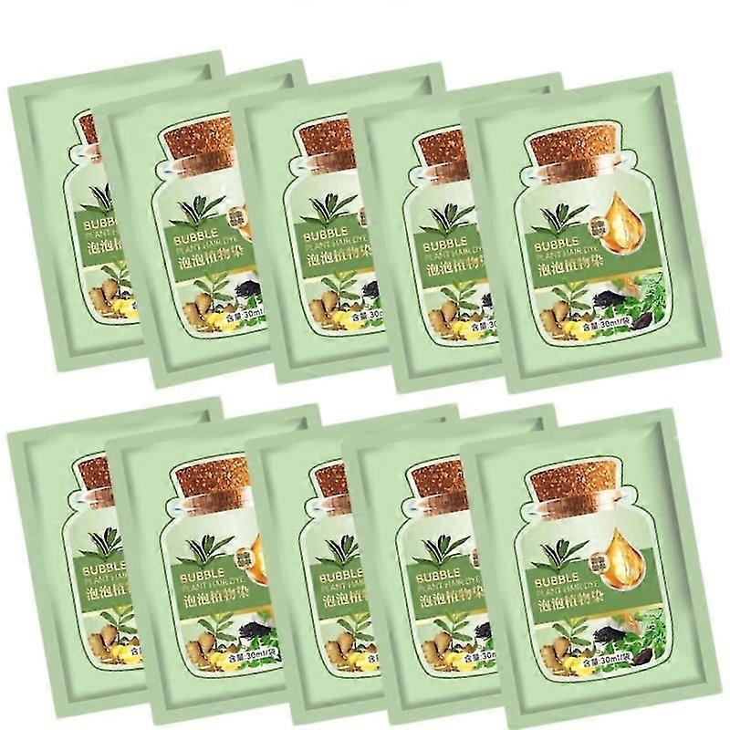 1-10 قطع شامبو صبغ الشعر الفقاعي يدوم طويلاً، تغطية سريعة، رمادي أبيض طبيعي، ألوان شعر مغذية، نباتات، كريم صبغ الشعر