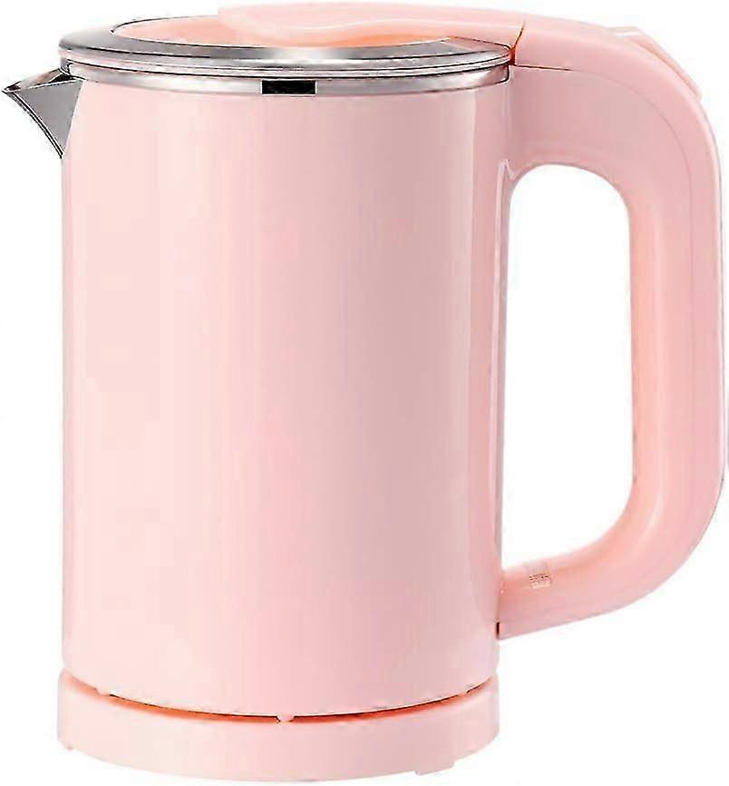 Bärbar vattenkokare - 0,5 l liten resevattenkokare i rostfritt stål - tyst snabbkokning sval touch - rosa