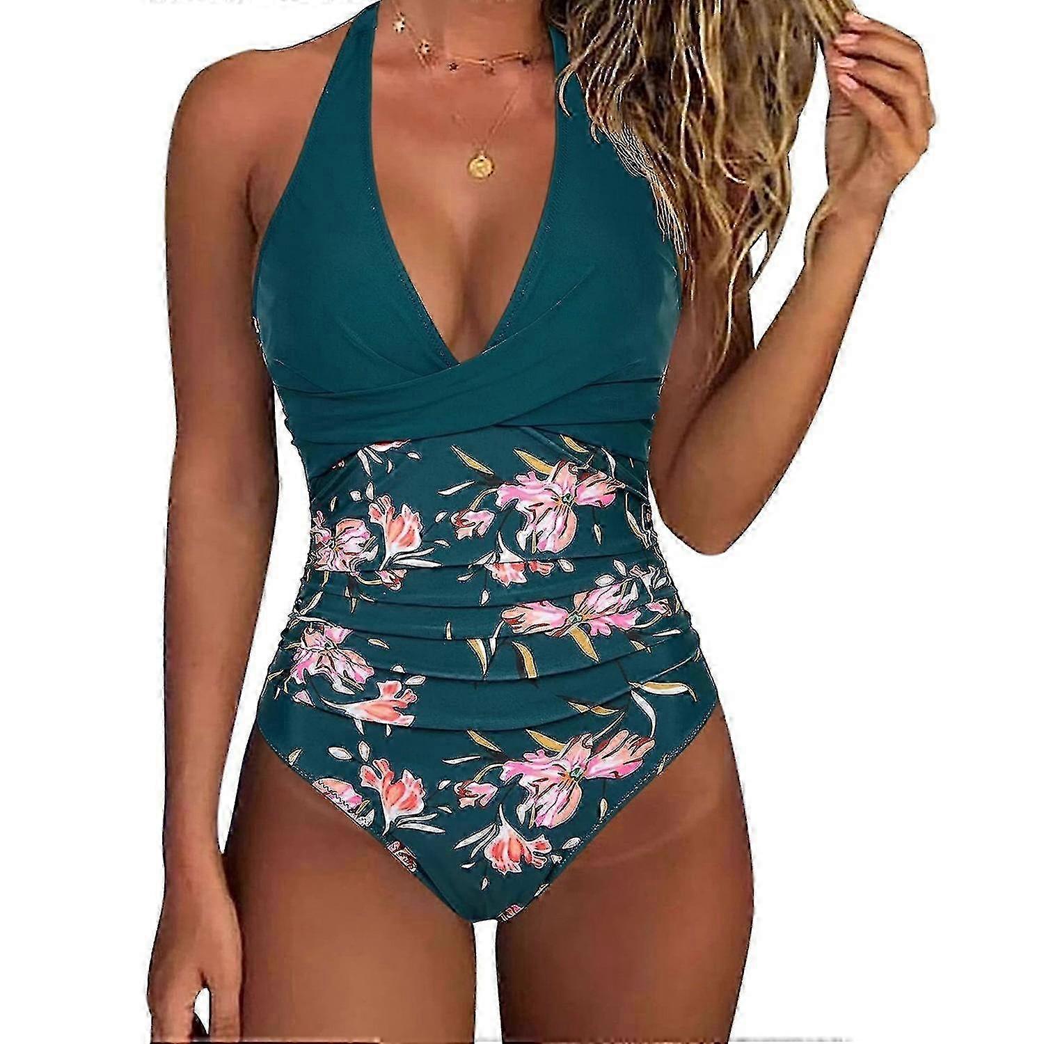 Graphic One Piece Swim Suits Full Coverage Push Up Soft Summer Lace Up Backless Crisscross