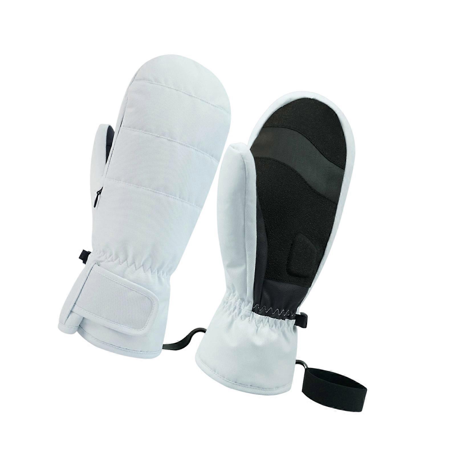 Kylmän sään hiihtohanskat, vedenpitävät, tuulenpitävät, lämpöeristetyt, lämpimät talvihanskat miehille ja naisille, hiihtoon ja lumilautailuun, XL, valkoinen