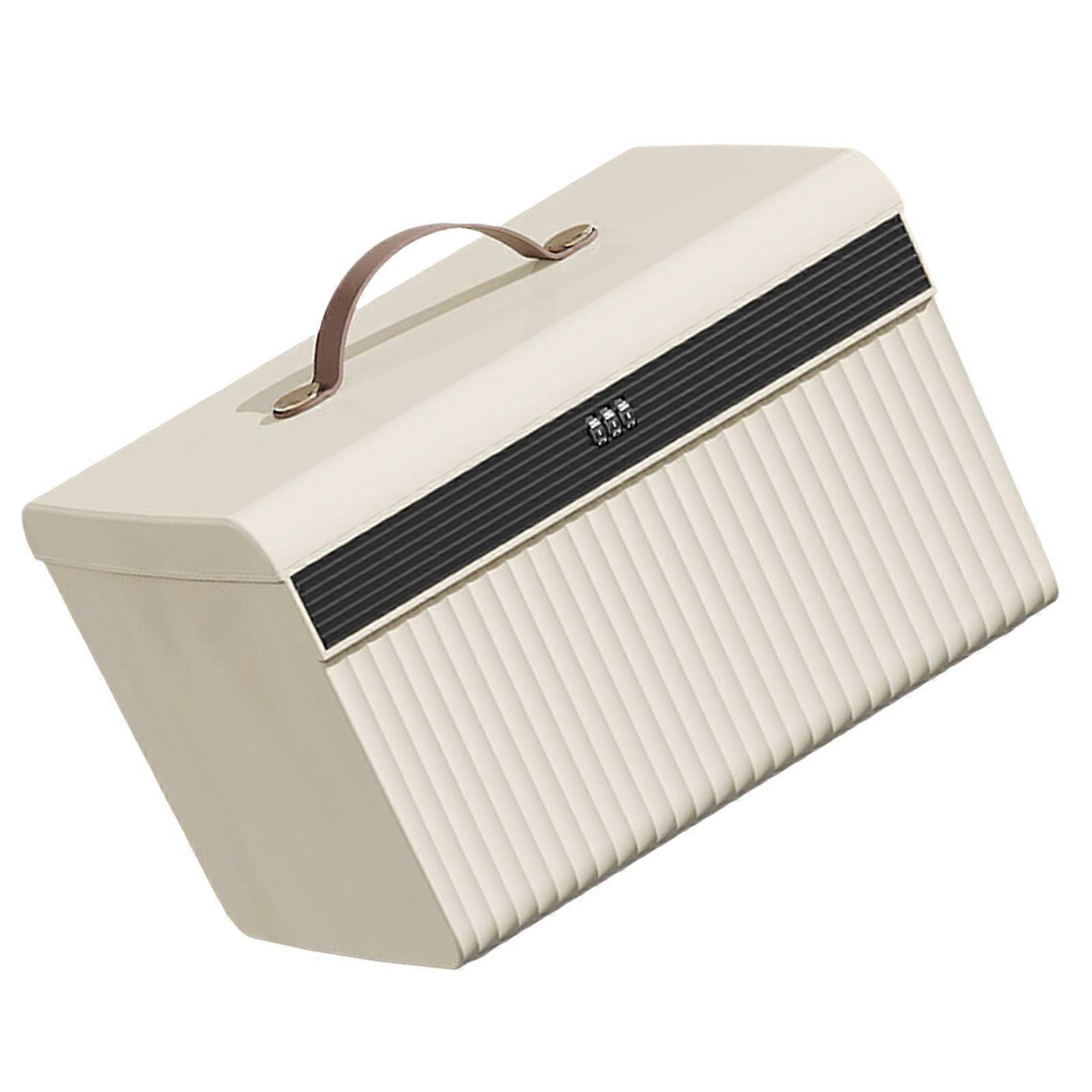 Combination Lock Box for Secure Document Storage White Material