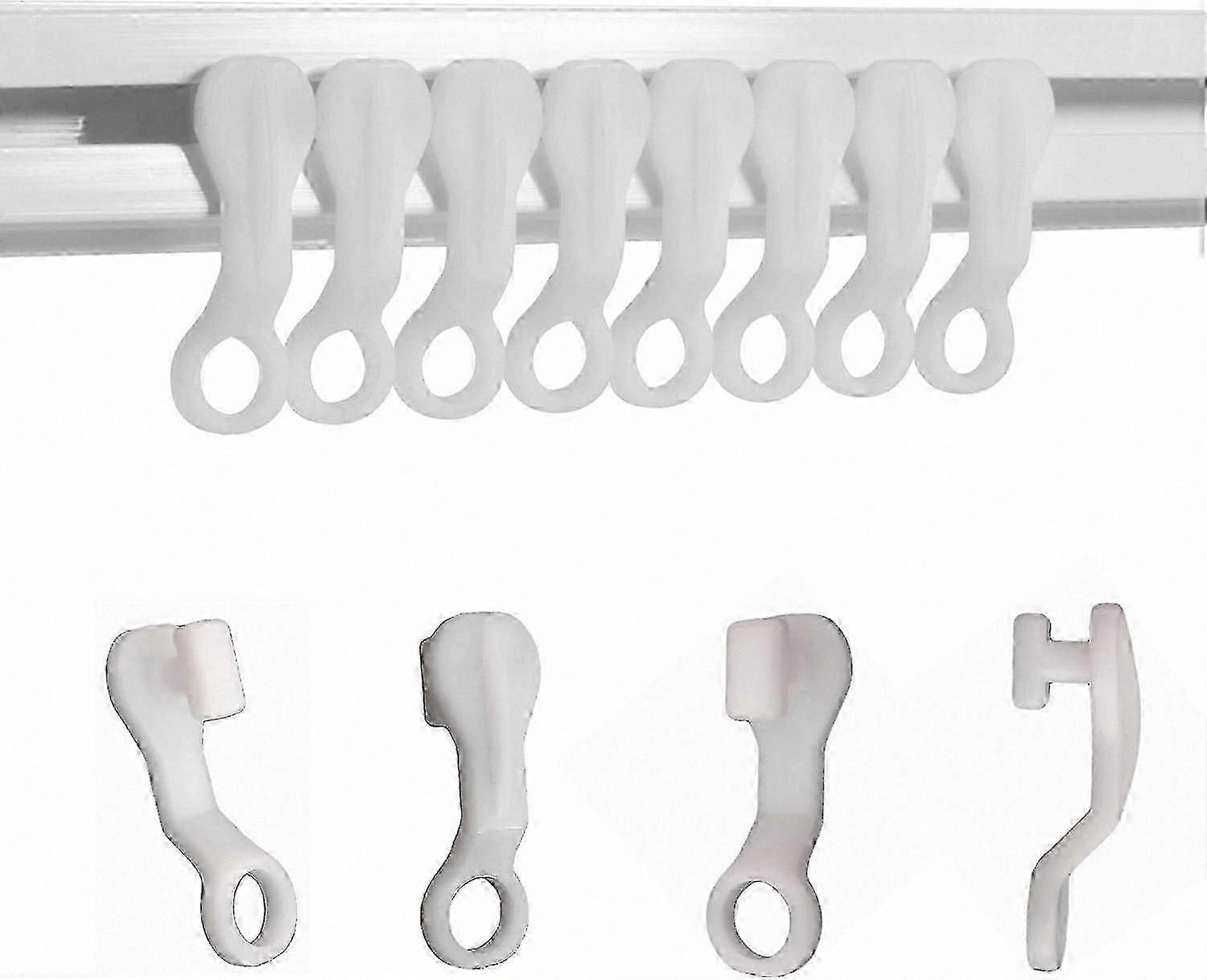 White Plastic Curtain Glider Hooks, 50-Pack for Easy Installation