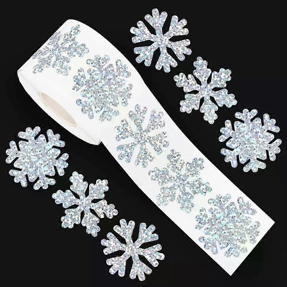 500pcs/roll Laser Type Christmas Stickers Decorative Paper Waterproof Reflective Labels Snowflake Snowflake Stickers Envelope