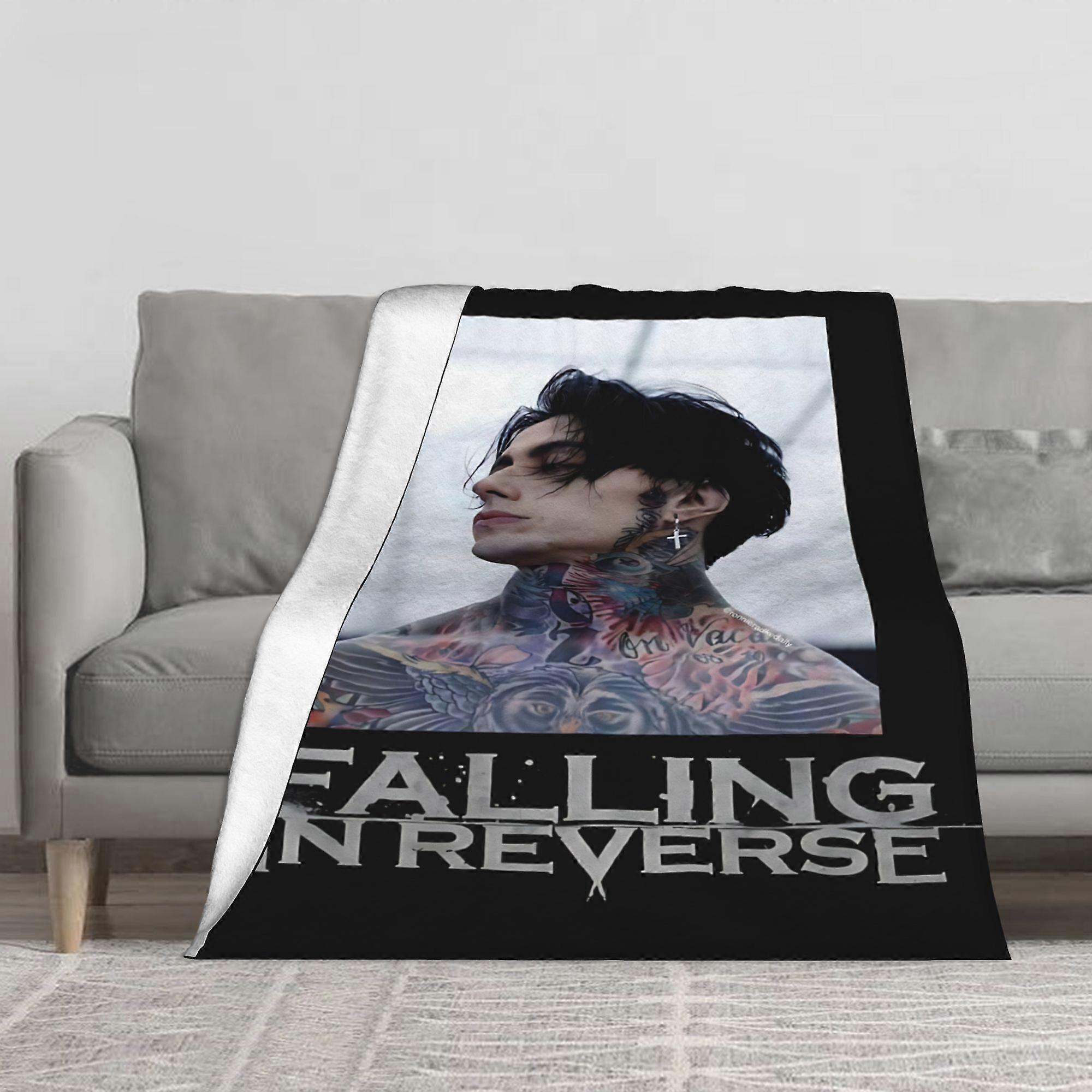 Ronnie Radke Syncprinting Flannel Blanket - Soft All-Season Throw with Bold "FALLING IN REVERSE" Text, & Design, Perfect-AZXCM295