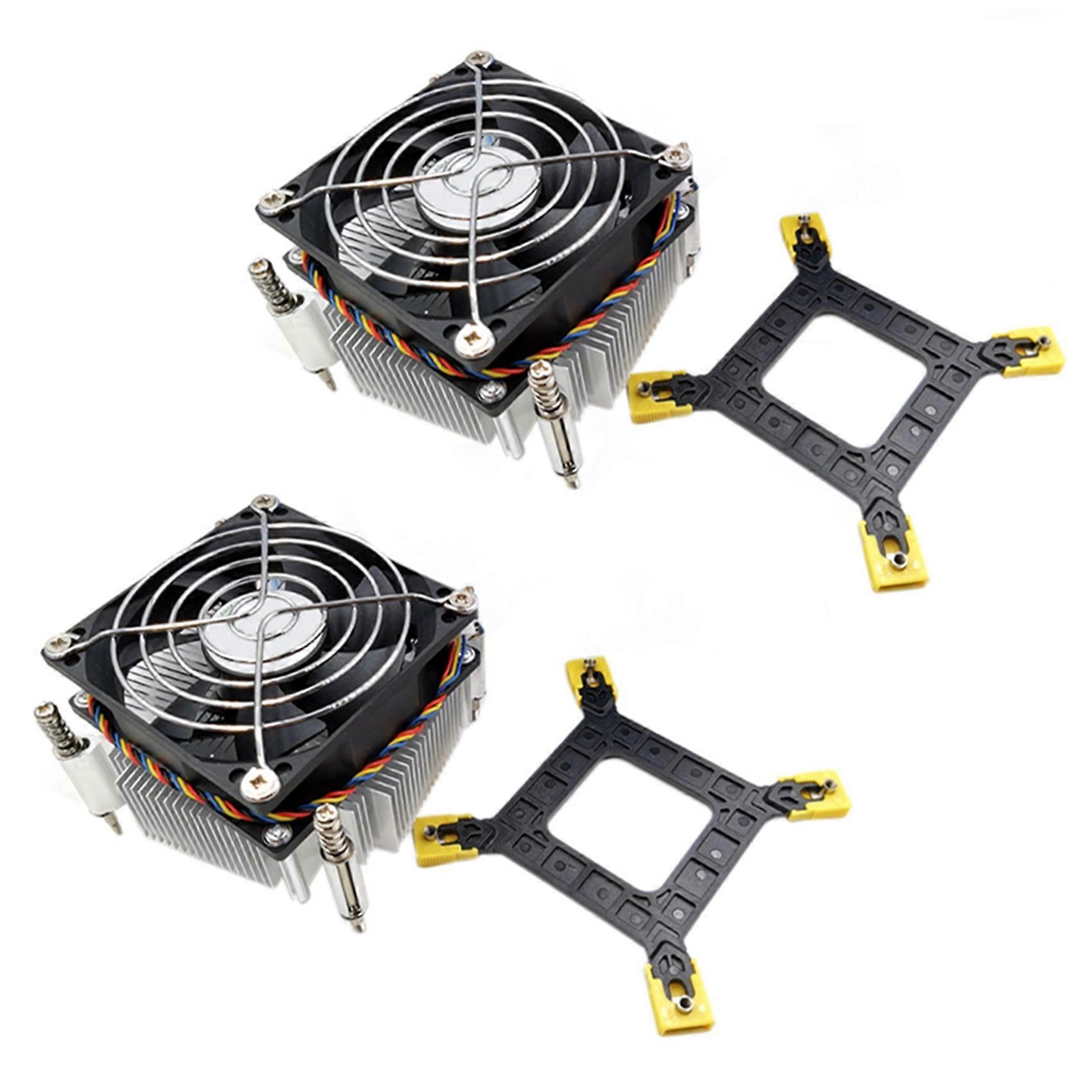 2X CPU Cooler Fan Cooling 1366 2011 1155 4-Pin Wire Temperature Control and Speed Control Radiator f