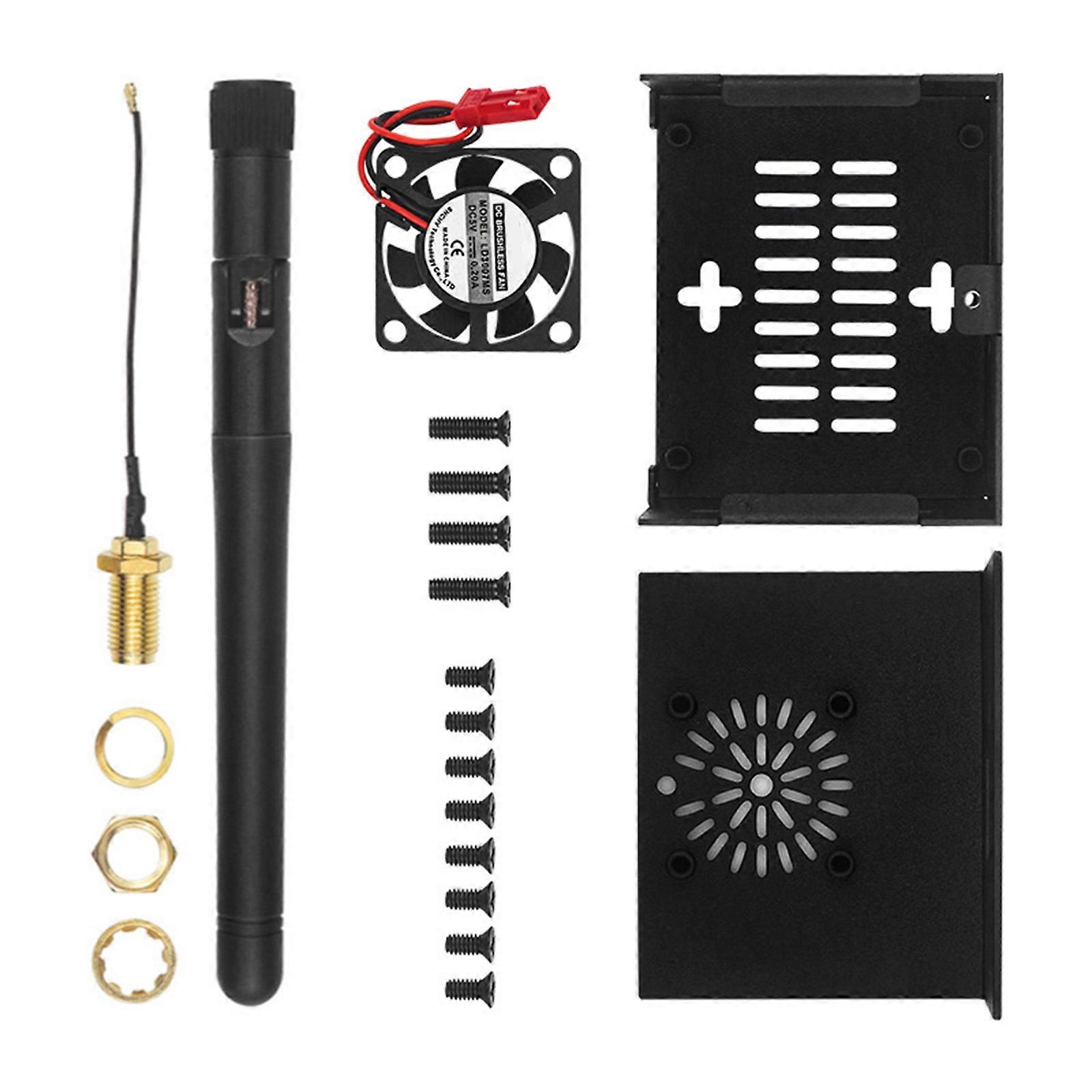 Sleek Metal Case with Cooling Fan and Antenna for Orange Pi 0 3 Board Keep Device Cool and Secure Multicolor