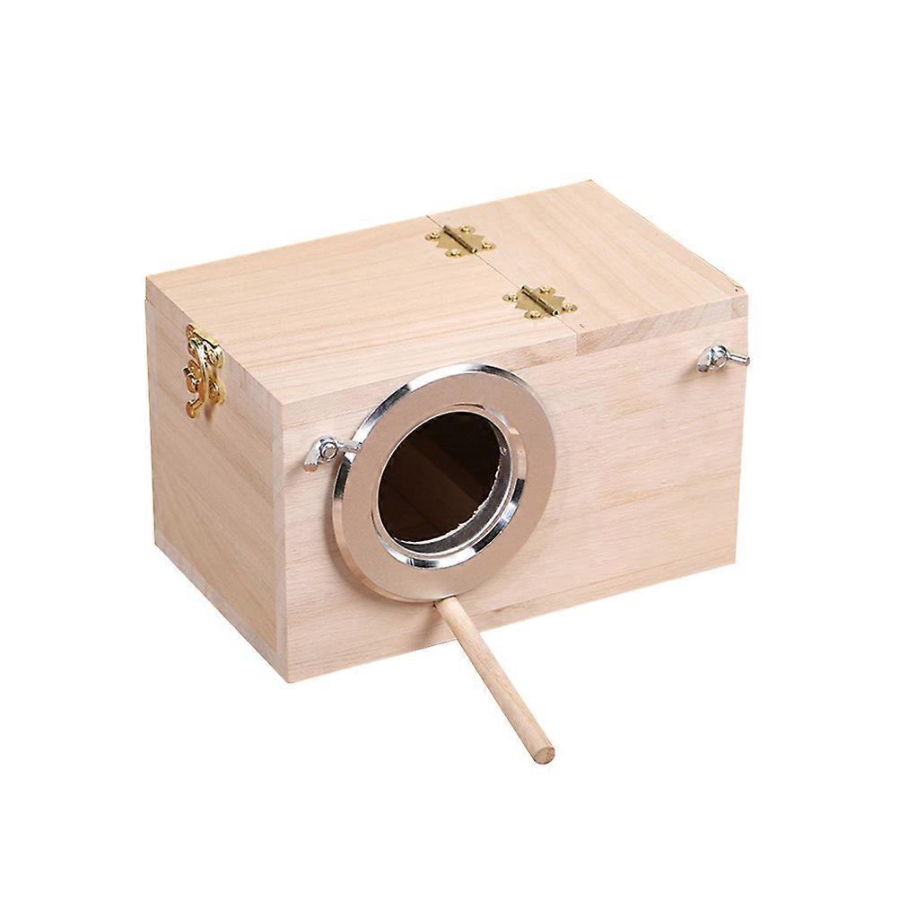Breeding Box For Birds Bird Parrot Holder Wooden Bird House Middle Size Random Left or Right Openings Protect from Predators 24.00X12.50X12.50CM 1Pack