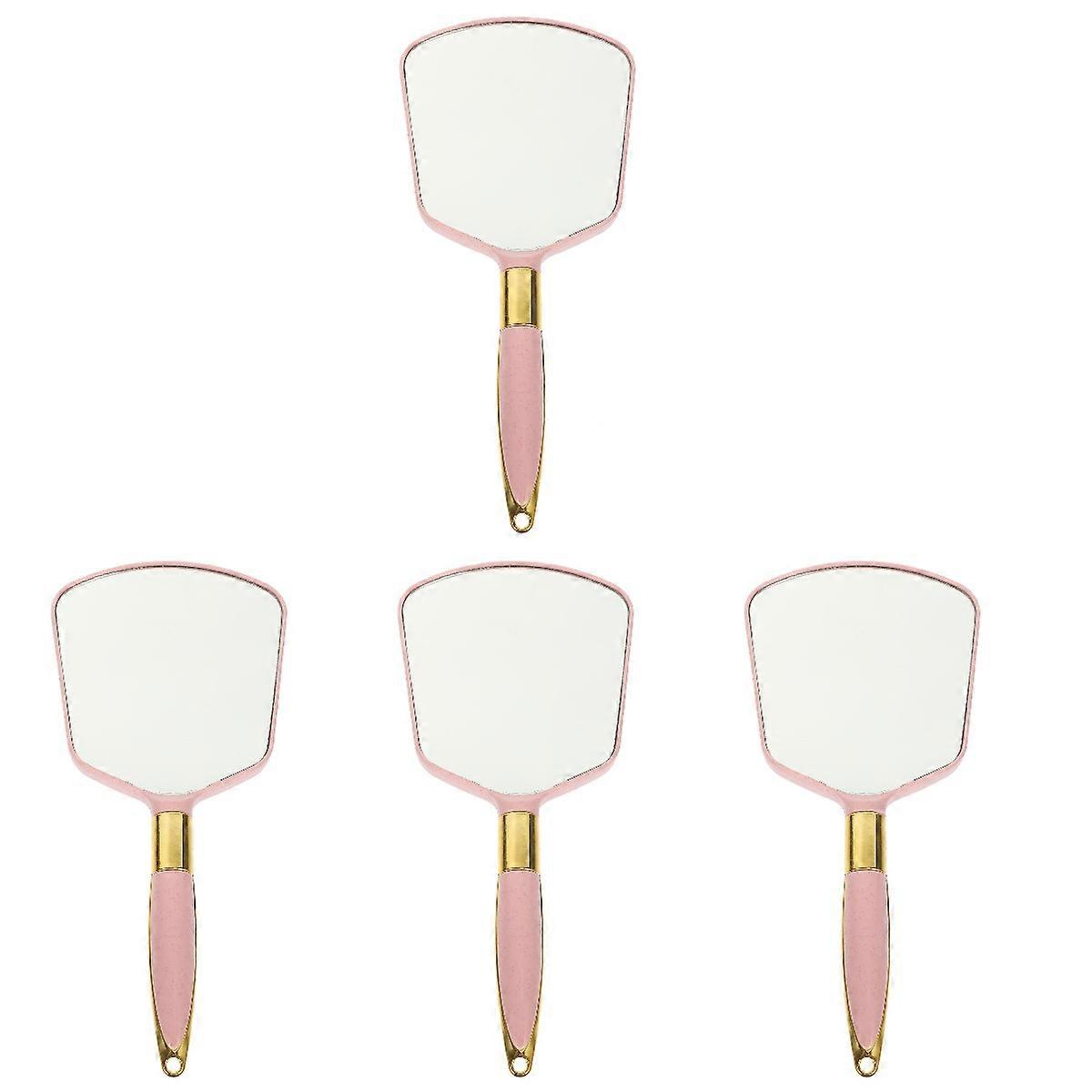 Set of 4 Handle Vanity Mirror Portable Mirrors Plastic Handheld Makeup with Miss