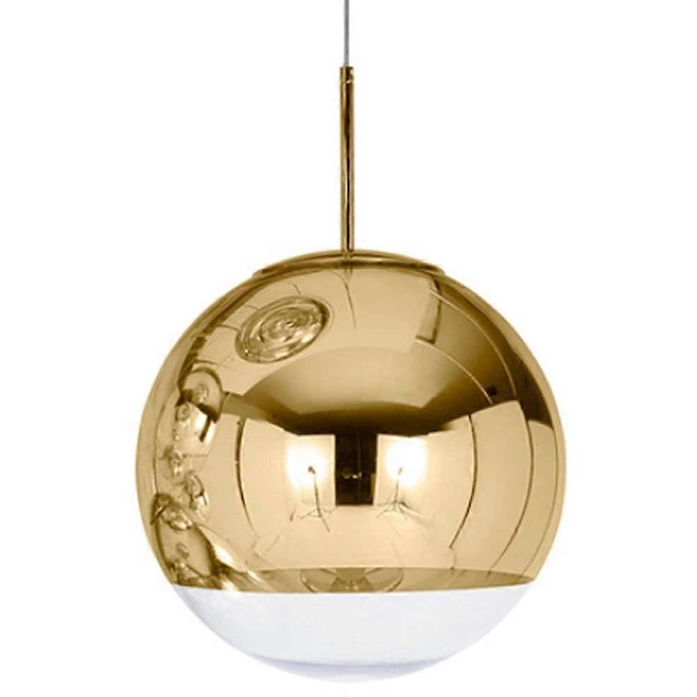 Modern Led Mirror Plated Ball Chandelier E27 Base Adjustable Ceiling Lamp Silver And Gold Finish 35 Cm Restaurant Bar Light