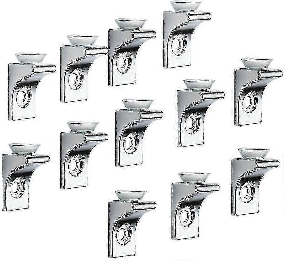 Glass Shelf Bracket, 12 Pcs Zinc Alloy Polished Chrome Right Angle Shelf Support Fixing Clip With Suction Cup-Good