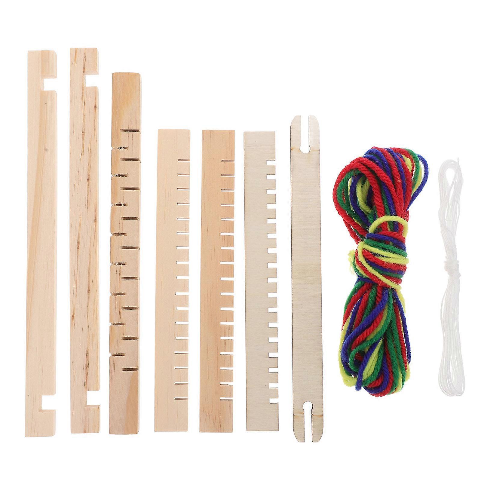 Diy Weaving Tool Wooden Weaving Machine Crafting Tool For Yarn Weaving Home Use Beige Rectangular Frame 1Set