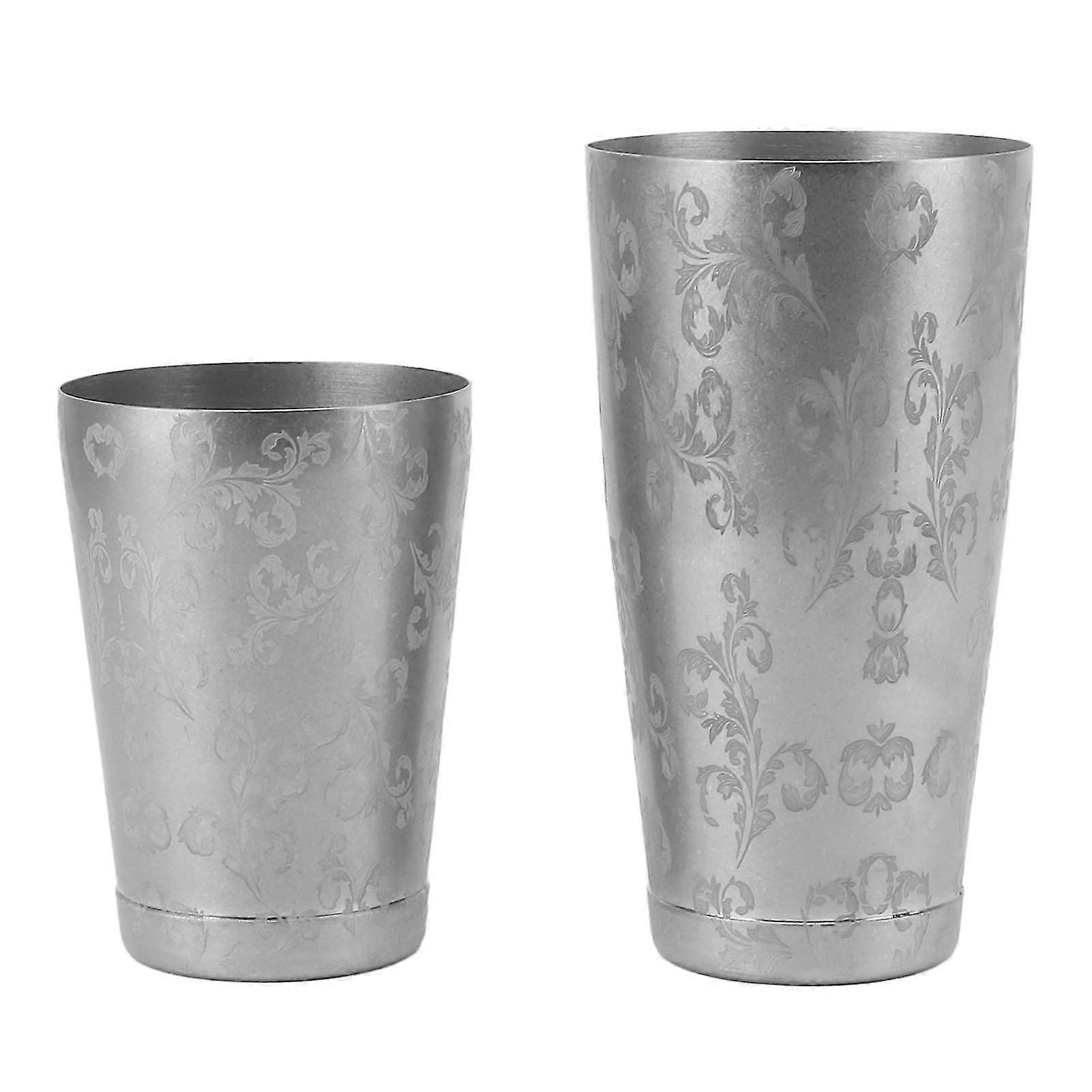 Cocktail Shaker 470g Stainless Steel Boston Bar Set Leaf Pattern