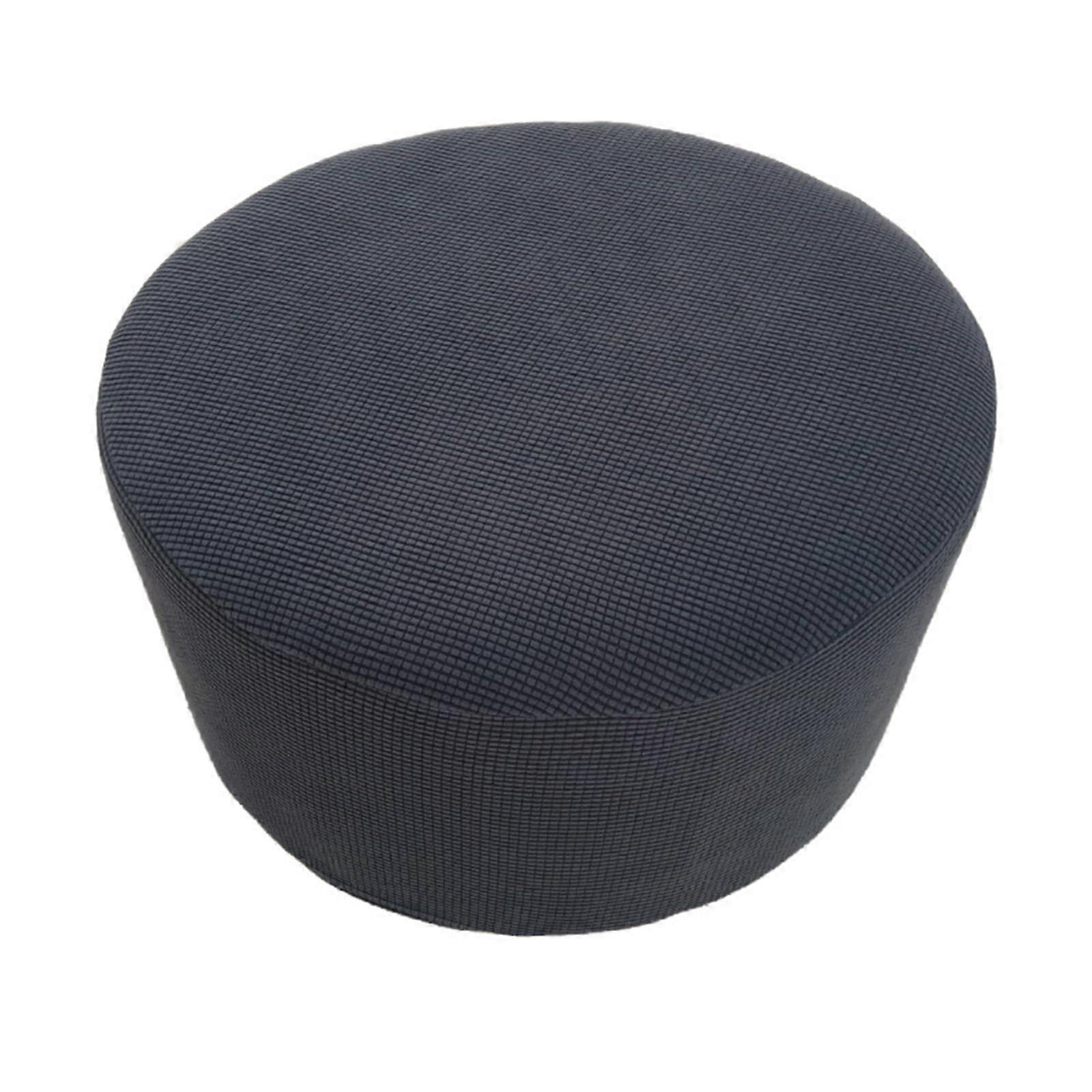 Fabric Ottoman Covers for Round Storage Footstools, Elastic Dark Gray Slipcover, Machine Washable, Wrinkle-Free Protection