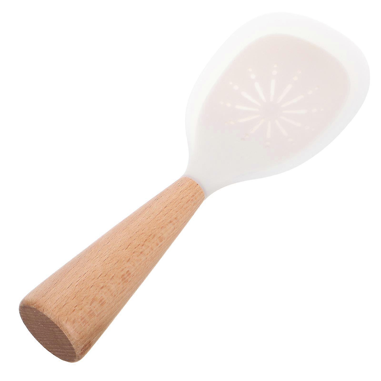 Nonstick Silicone Rice Spoon with Wooden Handle for Kitchen Use