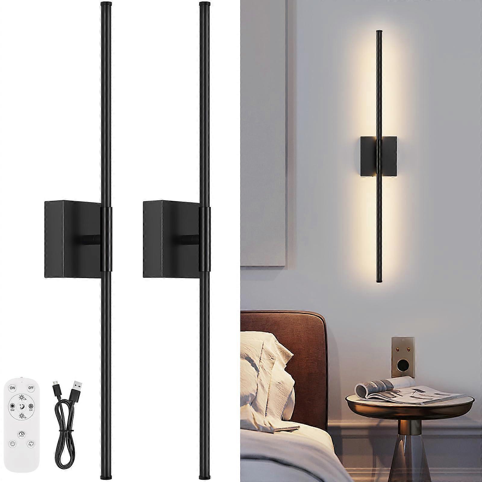 Battery Operated Wall Sconce Set of 2 with Remote, 350° Adjustable 3000K6000K Dimmable LED Lights