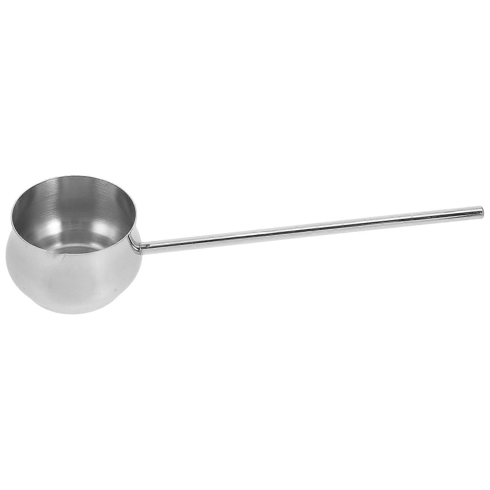 Small Stainless Steel Pot for Cooking Use Long Handle Compact Silver