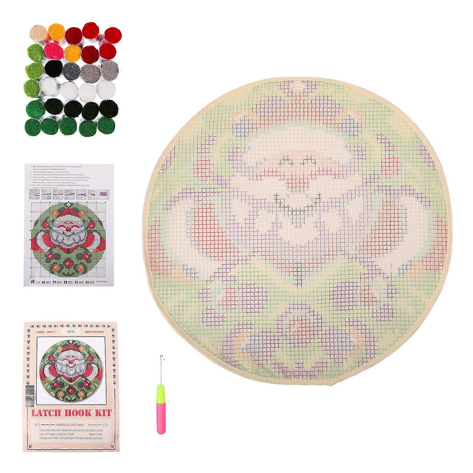 Festive Handmade Latch Hook Kit Set for Christmas Decoration in Multi Color with Acrylic Fiber Material