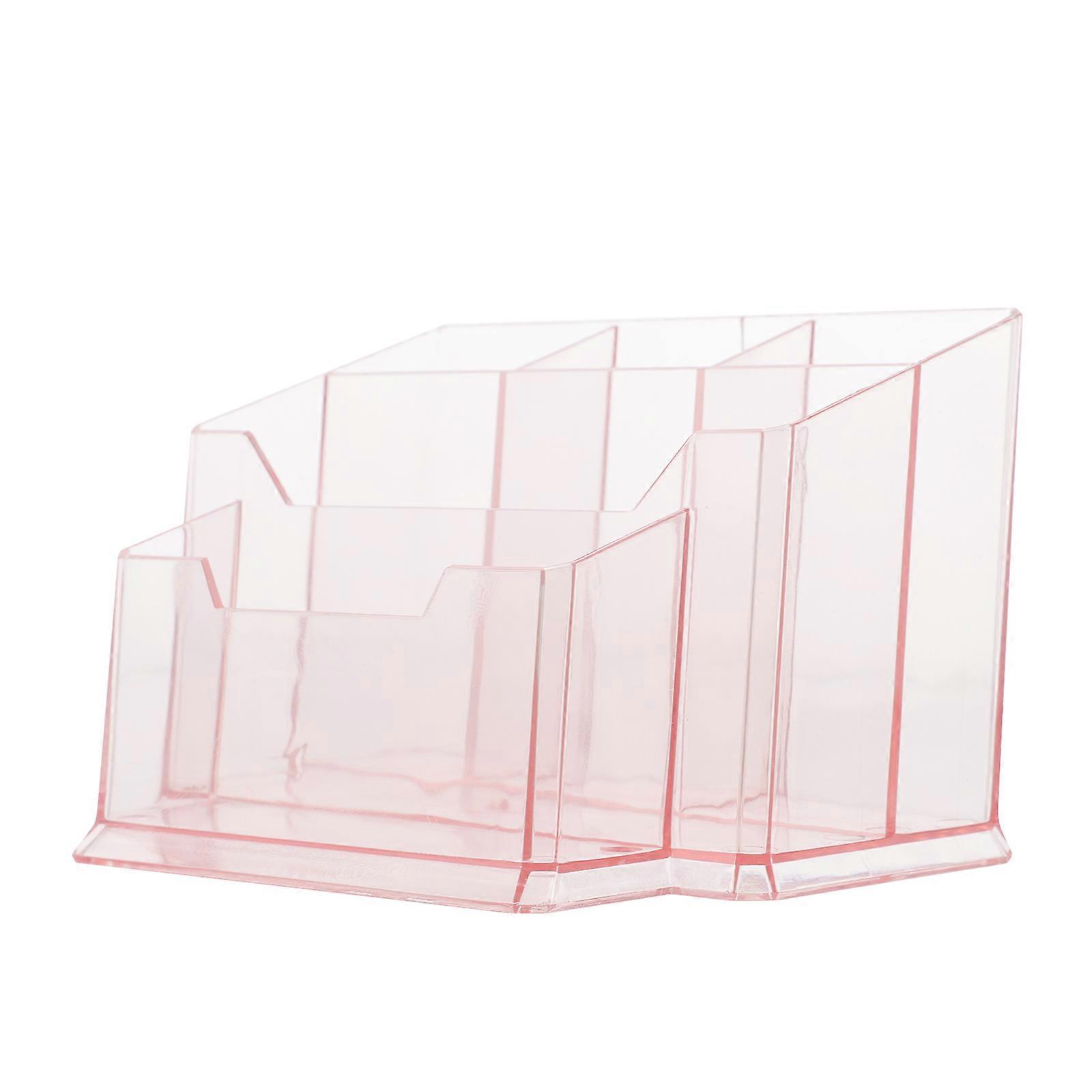 Transparent Pink Acrylic Makeup Brush Holder for Storage Use Container