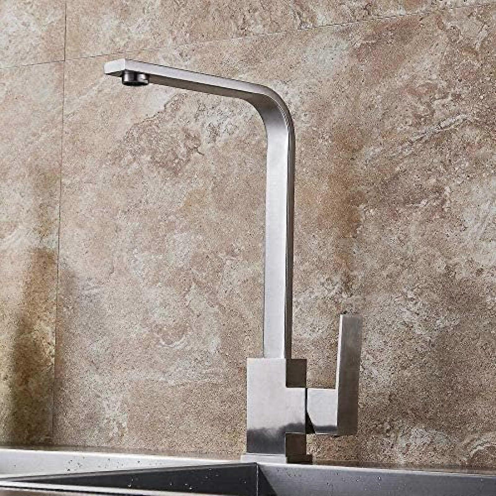 Pull Down Kitchen Faucet  Arc 360° Swivel Spout Dual Handle Hot and Cold Mixing Tap