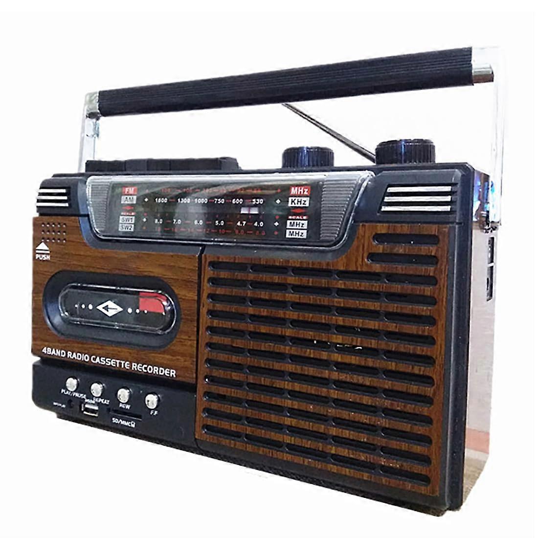 Retro Vintage Radio with Cassette Player, AM FM SW 4 Bands, DSP Chip and Dual Power Modes