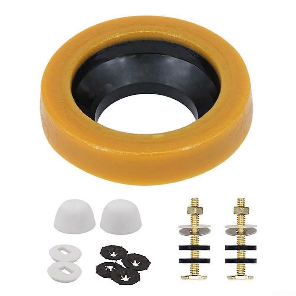 Universal Toilet Wax Ring Seal Kit with Brass Bolts for 3 and 4 Inch Waste Lines Installation