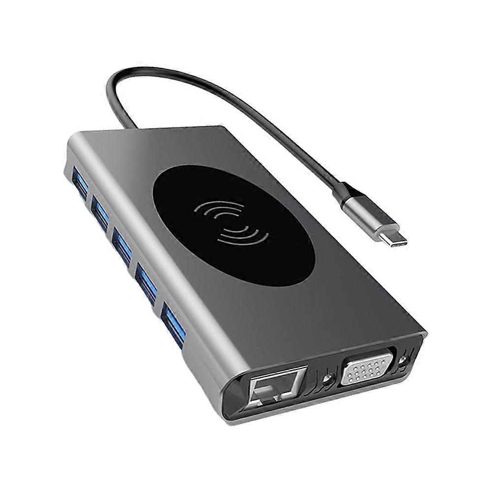 Type C to USB 3.0 Hub for Pd Charging Docking Station 3Pcs Silver