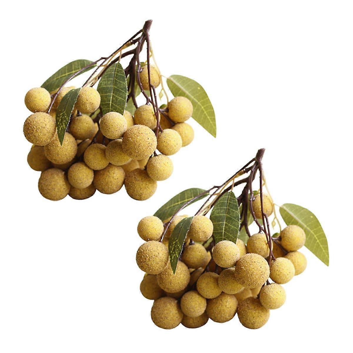 Artificial Longan Decoration 2Pcs, Lifelike Fake Fruit Model for Home Kitchen Display