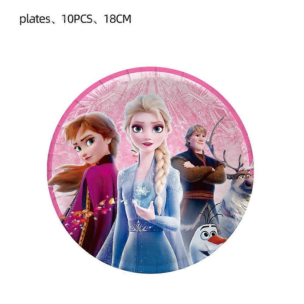 Pink Frozen birthday party tableware, party paper plates, napkins, tablecloths, birthday party decorations