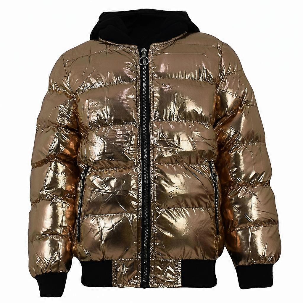Unisex Padded Jacket Metallic Wet Look Bubble Coat