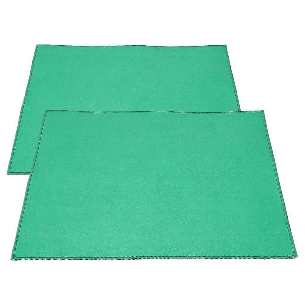 Mahjong Table Mat Noise-Reducing Feature with 2Pcs Green Cloth Square Playing Mat