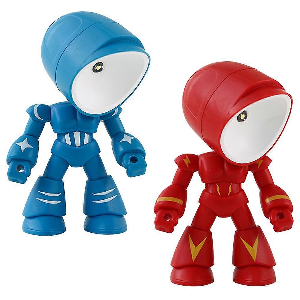 Creative Robot Shaped LED Night Light For Bedside Use Assorted Color Eye Protection Function 2Pcs